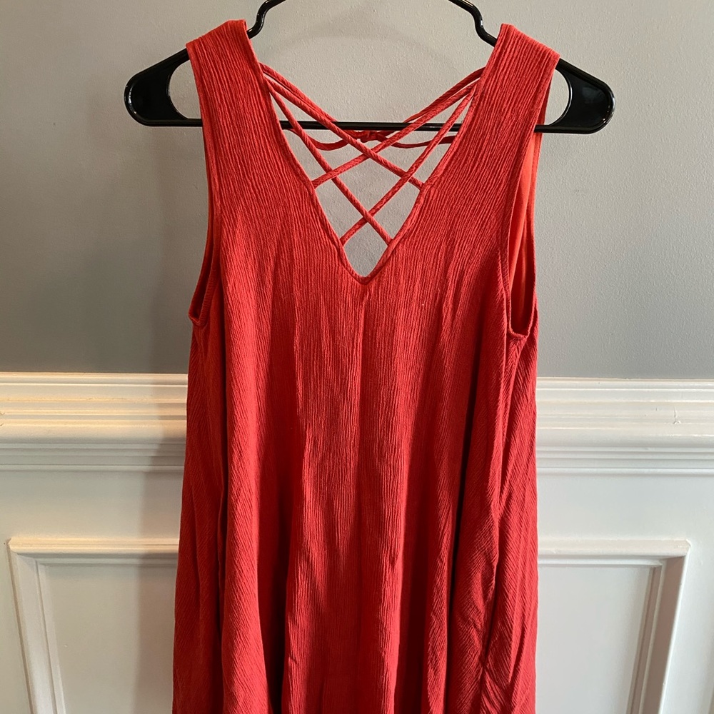 Sleveless Low Back Orange Summer Dress